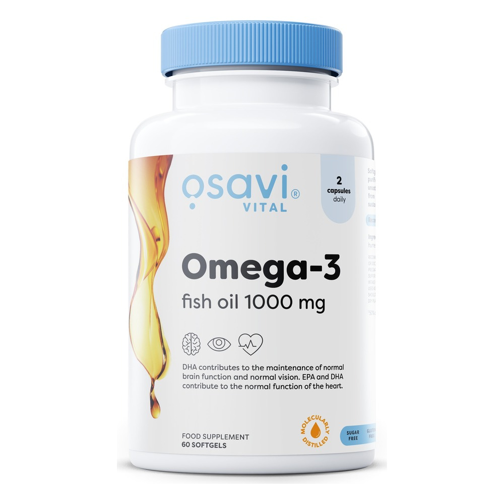 Osavi Omega-3 Fish Oil Molecularly Distilled 1000mg For Heart and Brain Support 60 Softgels