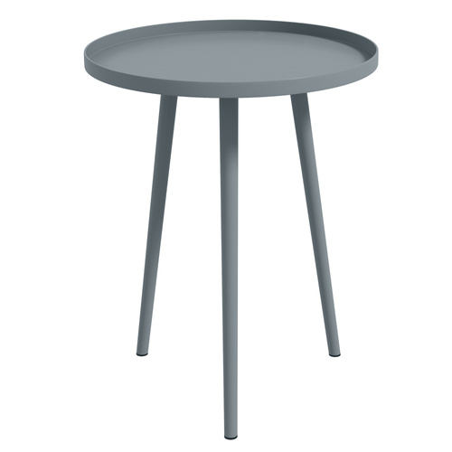 Outsunny Round Garden Coffee Table, Outdoor Side Table with Rounded Steel Edge, Ø40 x 50H cm, Grey