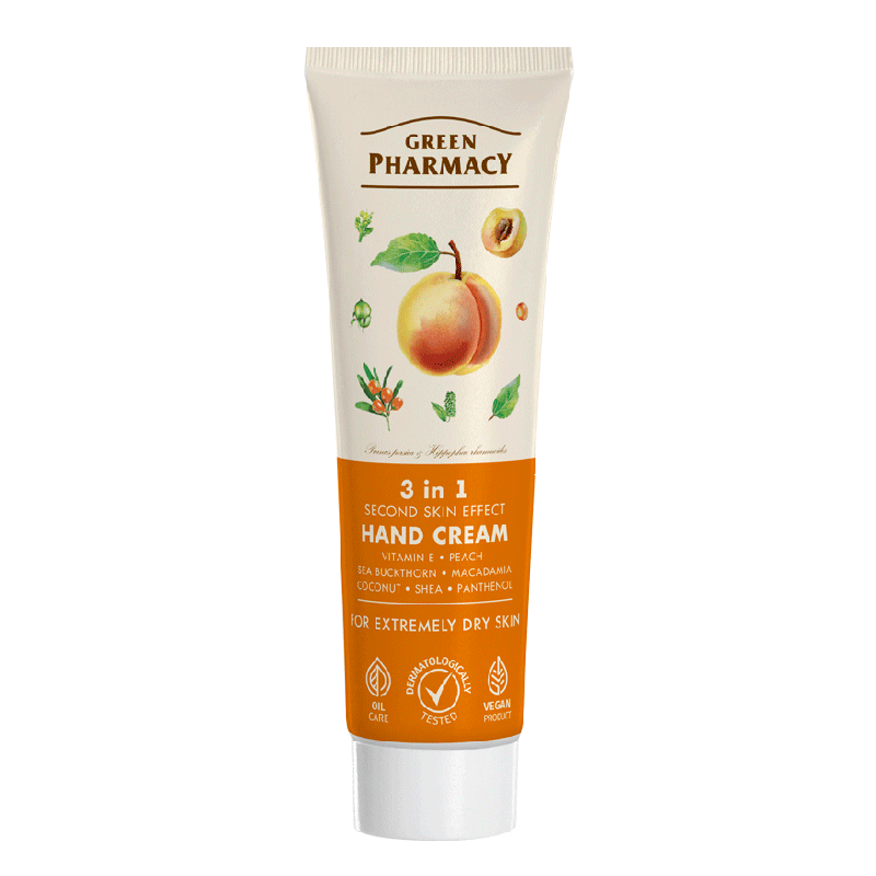 Green Pharmacy Krem do Rąk 3w1 Efekt Drugiej Skóry Peach 100ml
