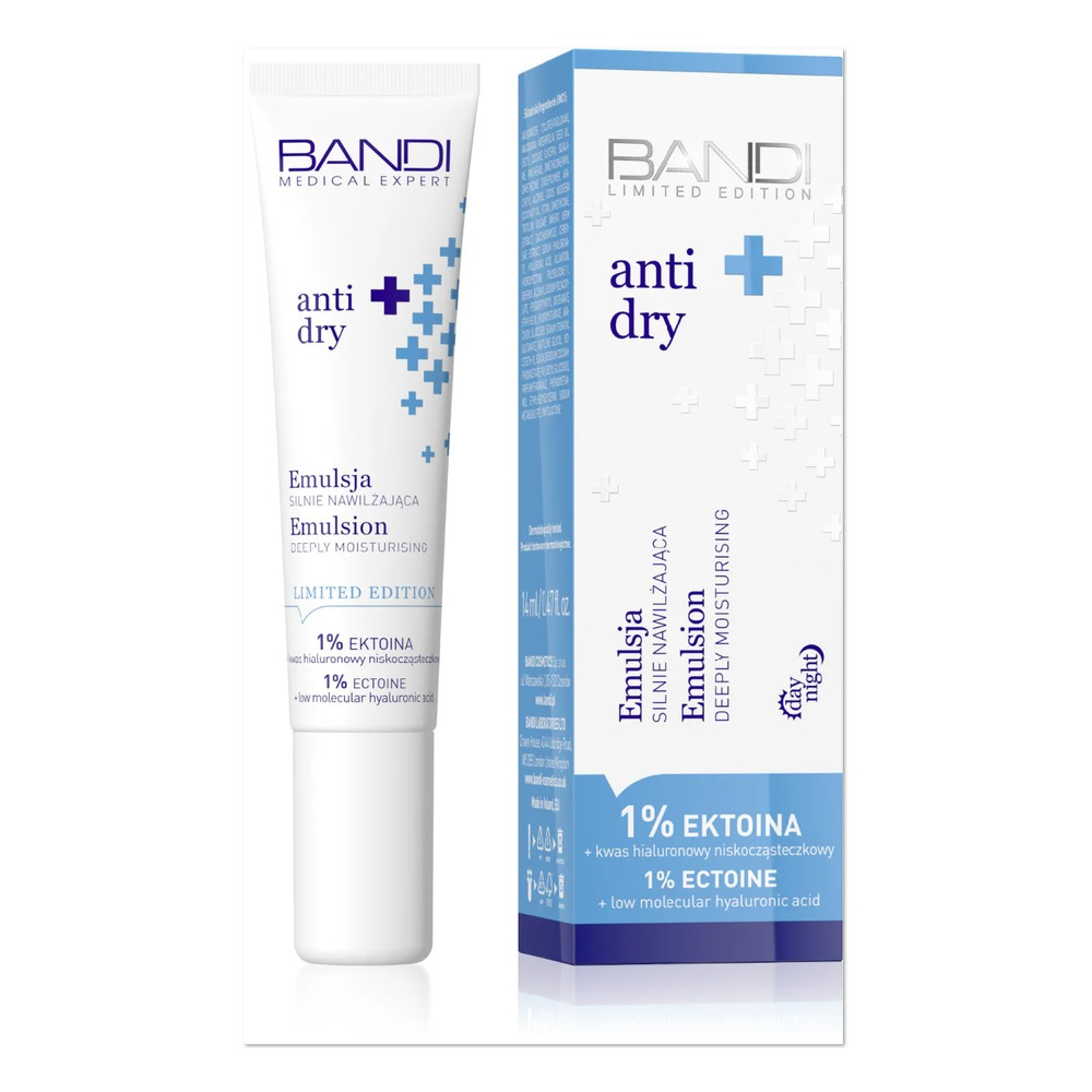 Bandi Anti Dry Silnie Nawilżająca Emulsja 1% Ektoina i Niskocząsteczkowy Kwas Hialuronowy 14ml
