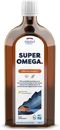 Osavi Super Omega 2900mg Omega 3 w Płynie o Smaku Cytrynowym na Wsparcie Serca i Mózgu 500ml