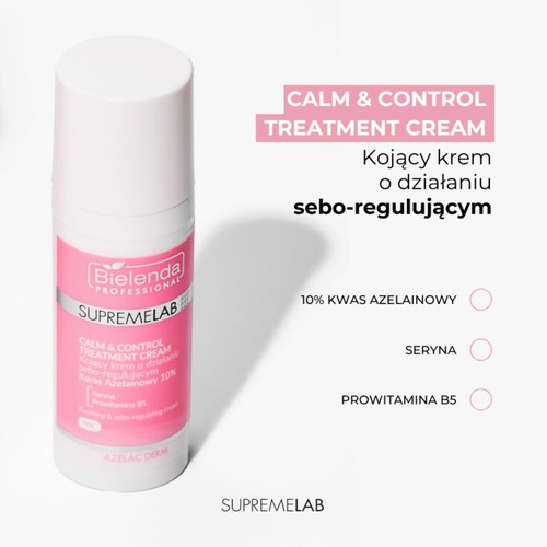 Bielenda Professional Supremelab Azelac Derm Kojący Krem o Działaniu Sebo-Regulującym dla Skóry Wrażliwej i Naczynkowej 50ml