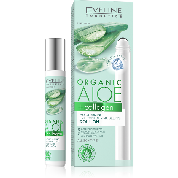 Eveline Organic Aloe + Collagen Vegan Moisturizing Roll-on Modeling Eye Contour 15ml