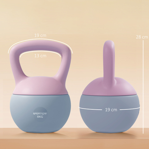 SPORTNOW 8KG Soft Kettlebell, Kettlebell with Non-Slip Handle for Home Gym, Weight Lifting, Strength Training, Purple/Grey