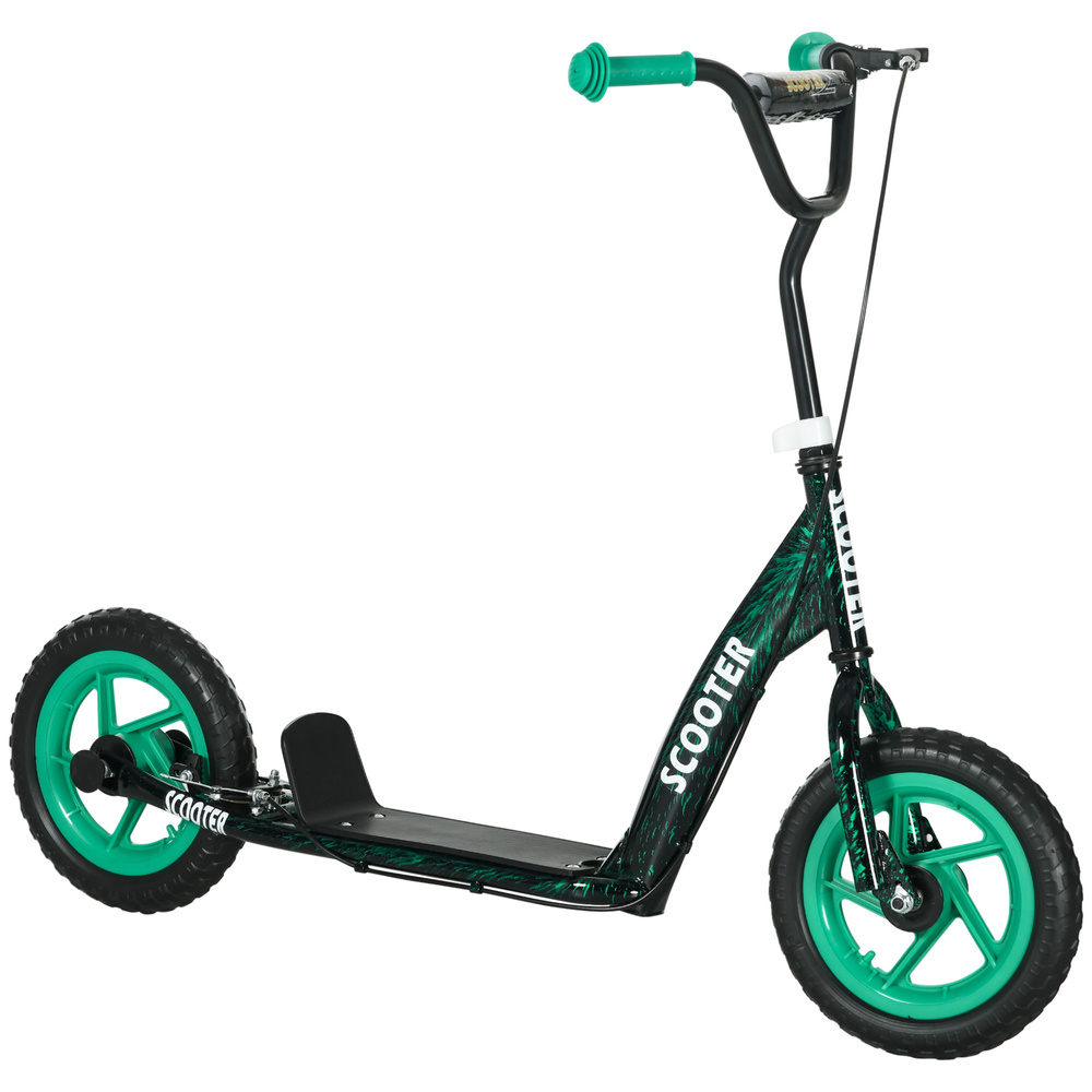 AIYAPLAY Kids Scooter with Adjustable Handlebar, Children's Kick Scooter with Non-slip Footplate, Rear Brake, Kickstand, Green
