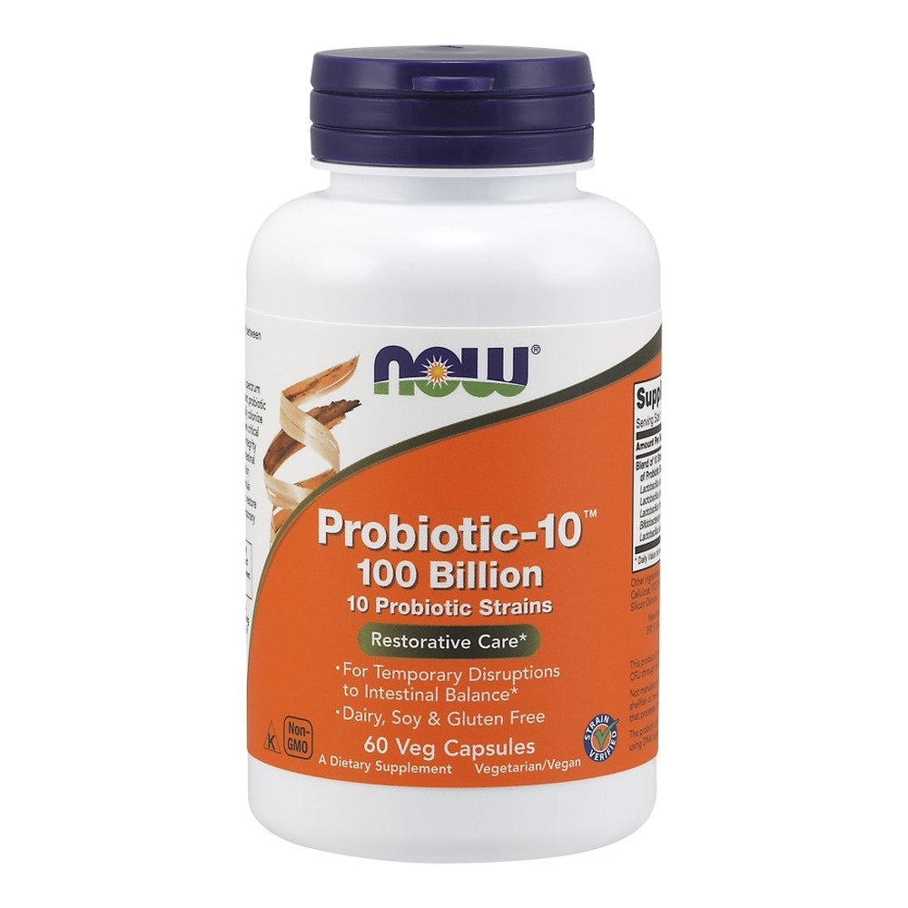 Now Foods Probiotic-10 100 Billion Wsparcie dla Układu Pokarmowego  60 Kapsułek