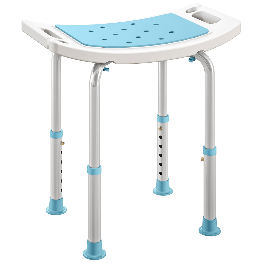 HOMCOM Shower Chair, Adjustable Height Shower Stool with Aluminium Frame and Non-Slip Feet, Bathtub Stool Seat for Elderly Disabled Handicap, Turquoise