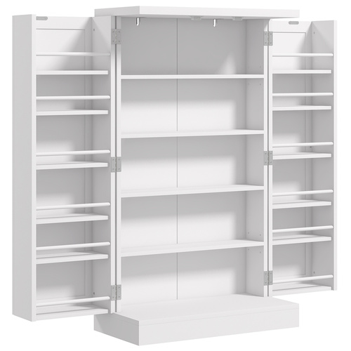 HOMCOM Kitchen Cupboard 6-tier Door Racks Freestanding Multi-Storage with Adjustable Shelves, White