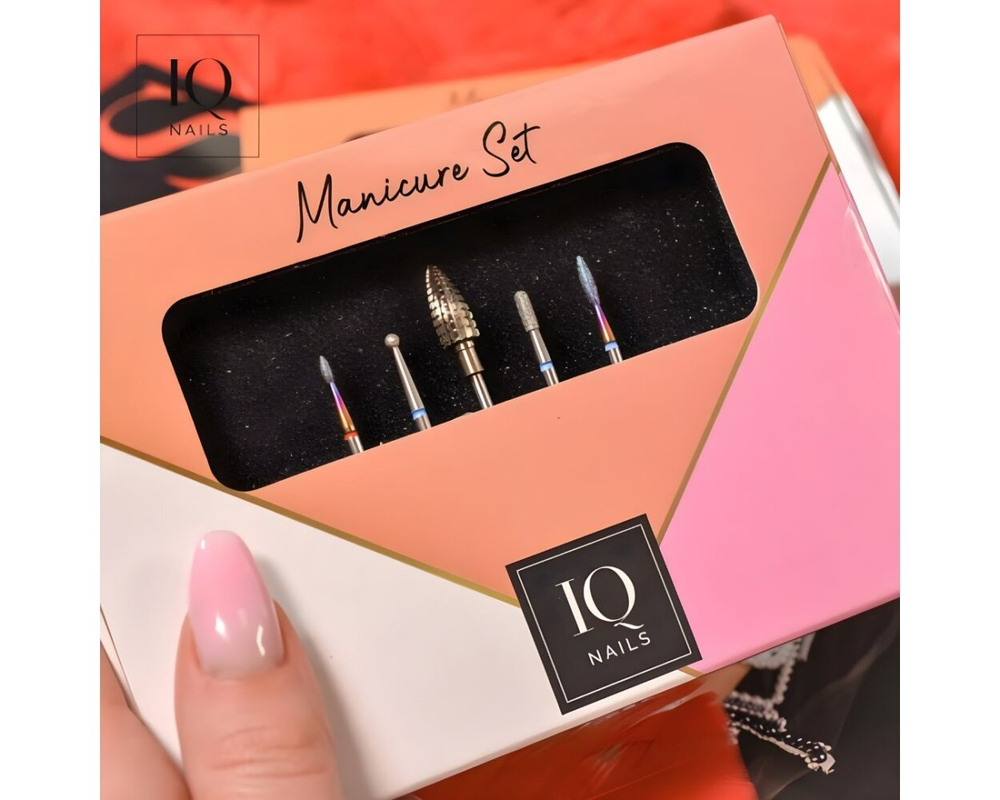 IQ Nails Expert II Set Drill Bits For Gel Polish Gel Acrylic Cuticles Removal Zestaw Frezów 5 sztuk