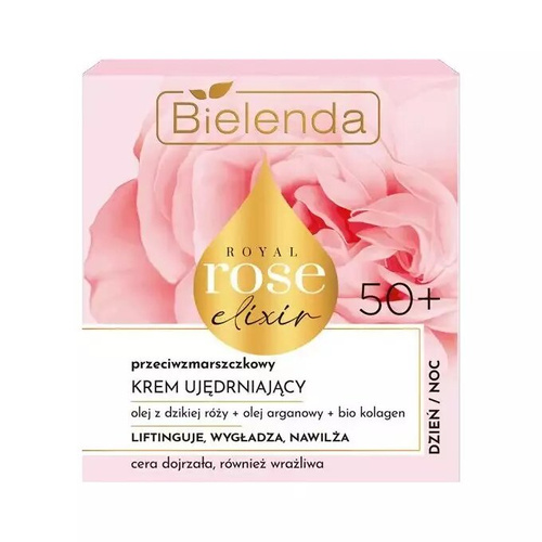 Bielenda Royal Rose Elixir Przeciwzmarszczkowy Krem Ujędrniający do Twarzy dla Skóry Dojrzałej i Wrażliwej na Dzień i na Noc 50+ 50 ml
