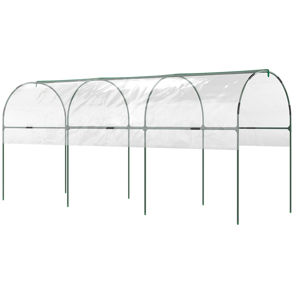 Outsunny Tunnel Tomato Greenhouse with 4 Hoops and Top Tap, Pointed Bottom and Guy Ropes, 400 x 123 x 171 cm, Clear