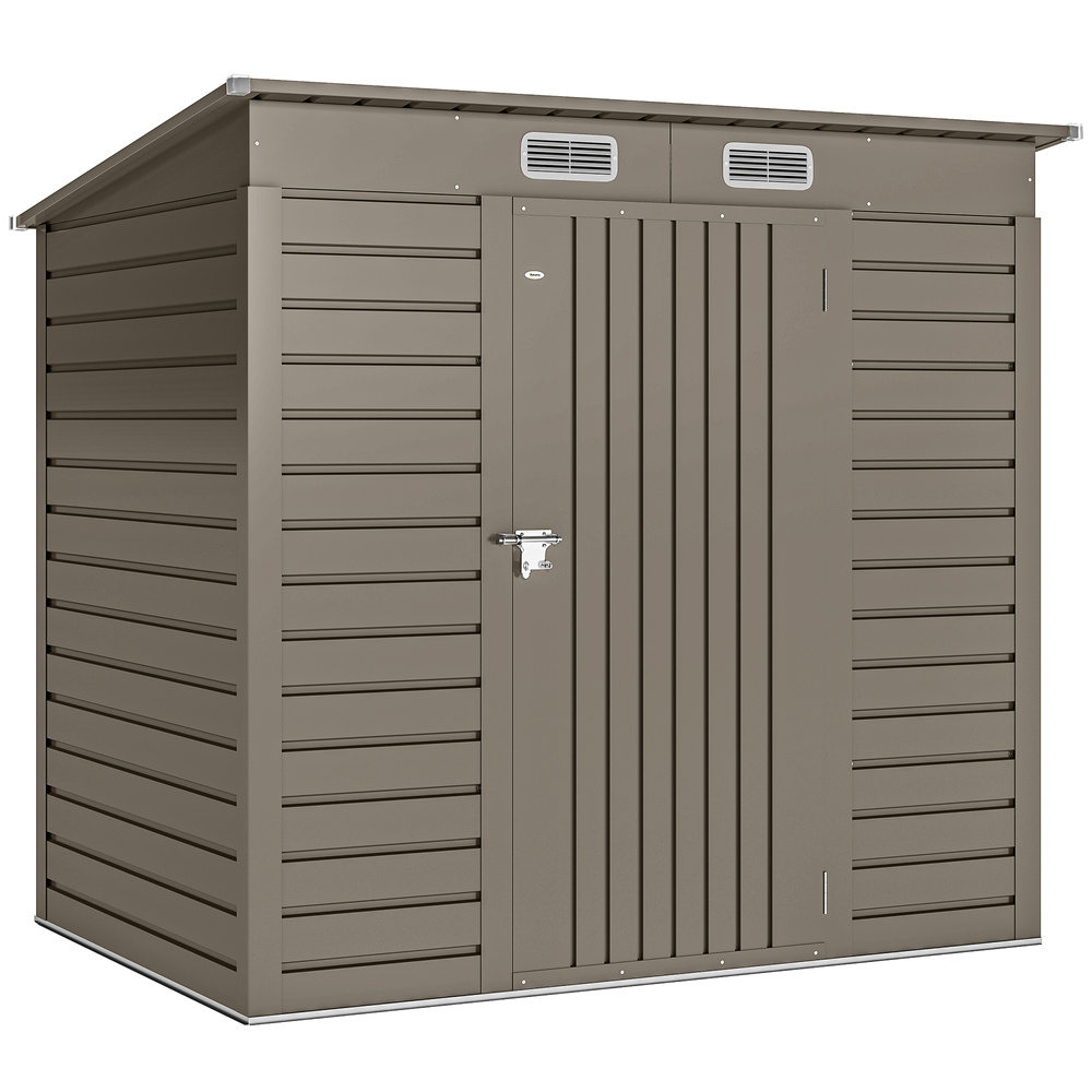 Outsunny 4 x 6ft Galvanised Metal Garden Shed, with Locking Door - Grey