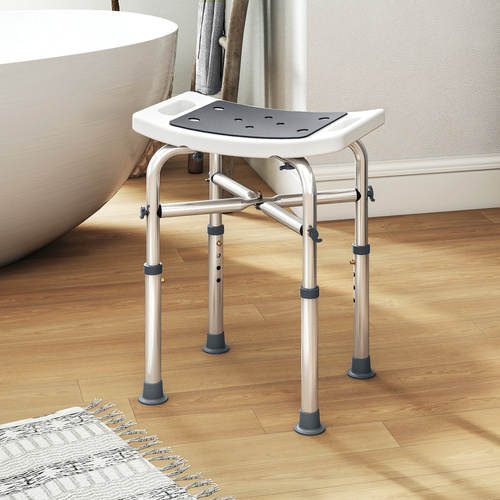 HOMCOM 44-51.5cm Aluminium Frame Shower/Bath Stool - Grey