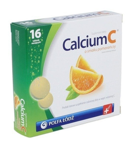 Calcium C Pomarańczowy Uzupełnienie Codziennej Diety w Wapń i Witaminę C 16 Tabletek