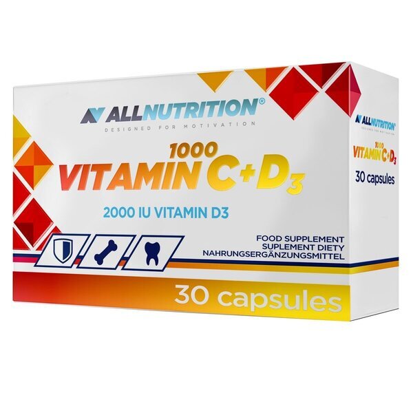 Allnutrition Vitamin C 1000 + D3 Immune System Support 30 Capsules