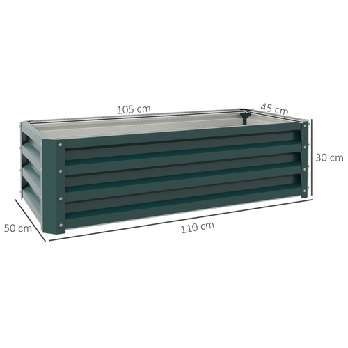Outsunny Set of Two 110 x 65cm Steel Planter Boxes - Green
