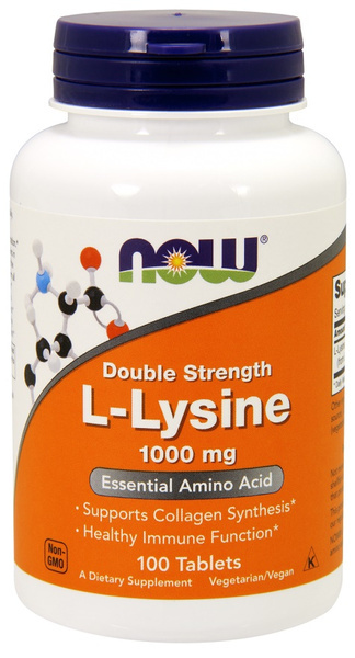 NOW Foods L-Lysine 1000 mg Double Strength Immunity and Skin Health Supplement 100 Tablets