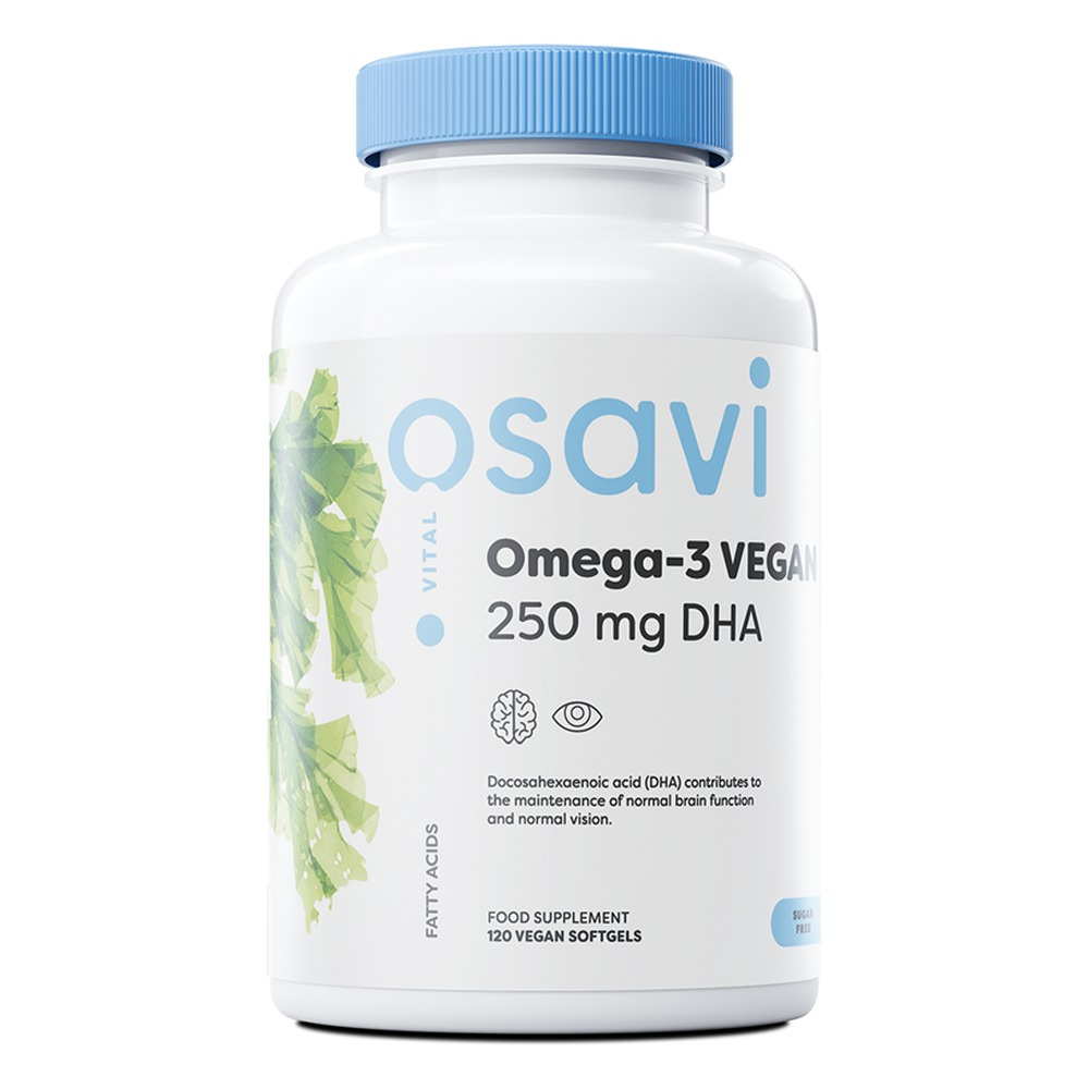 Osavi Omega-3 Wegańskie 250mg DHA na Wsparcie Mózgu i Wzroku 120 Wegańskich Kapsułek