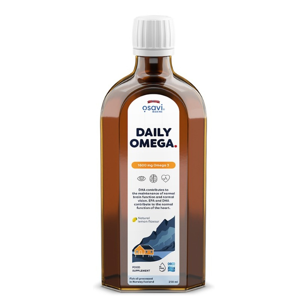 Osavi Daily Omega 1600mg Omega 3 w Płynie o Naturalnym Smaku Cytrynowym Na Serce i Mózg 250ml