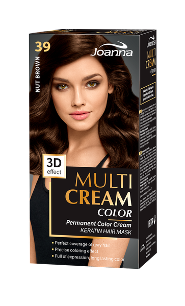 Joanna Multi Cream Color Farba do Włosów z Efektem 3D z Długotrwałym Efektem Nr 39 Orzechowy Brąz 1 Sztuka