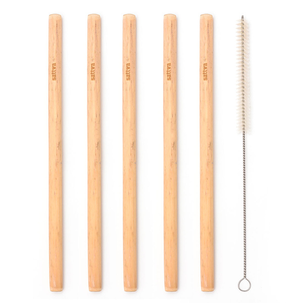 Sattva Ayurveda Bamboo Straws with Cleaner 5+1