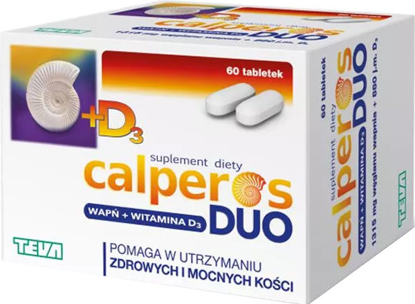 Calperos Duo Wapń i Witamina D3 Zdrowe i Mocne Kości 60 Tabletek 