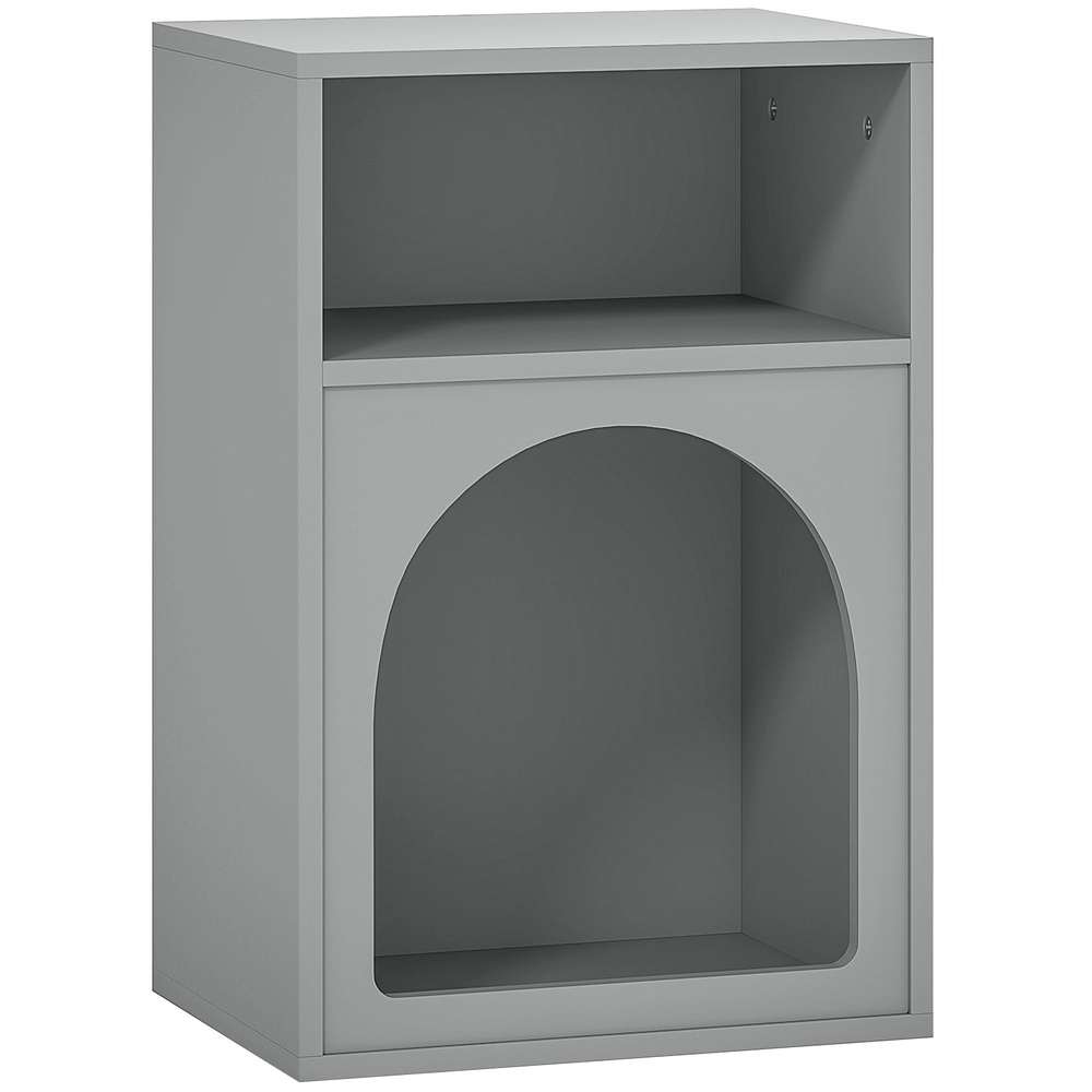 HOMCOM Bedside Table with 2 Open Compartments - Grey