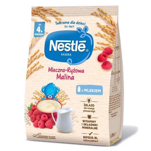 Nestle Milk and Rice Porridge for Babies after 4 Months of Age Raspberry 230g