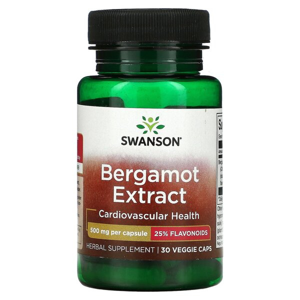 Swanson Bergamot Extract 500mg Wspomaga Układ Sercowo-Naczyniowy 30 Kapsułek