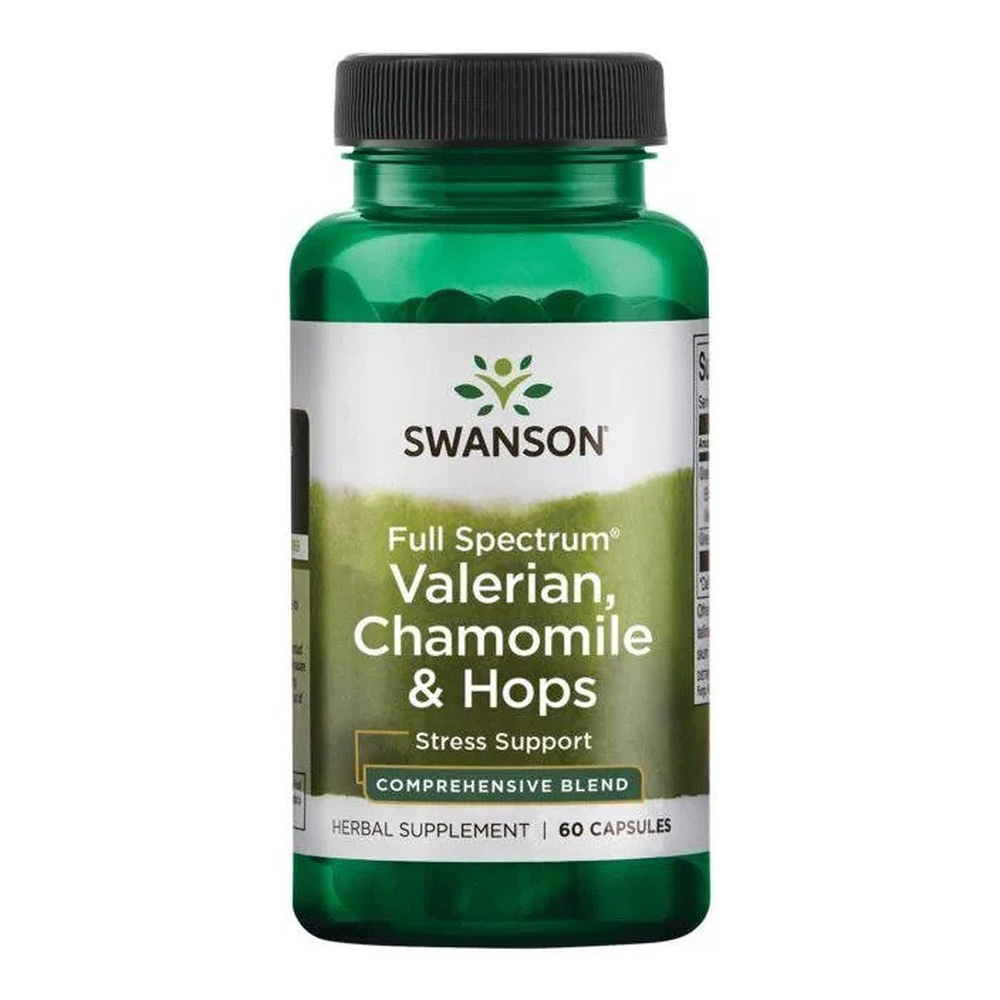 Swanson Full Spectrum Valerian Chamomile & Hops Waleriana Rumianek i Chmiel 60 Kapsułek