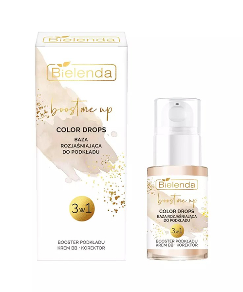 Bielenda Boost Me Up Color Drops Baza Rozjaśniająca 3w1 Booster Podkładu Krem BB Korektor 15ml