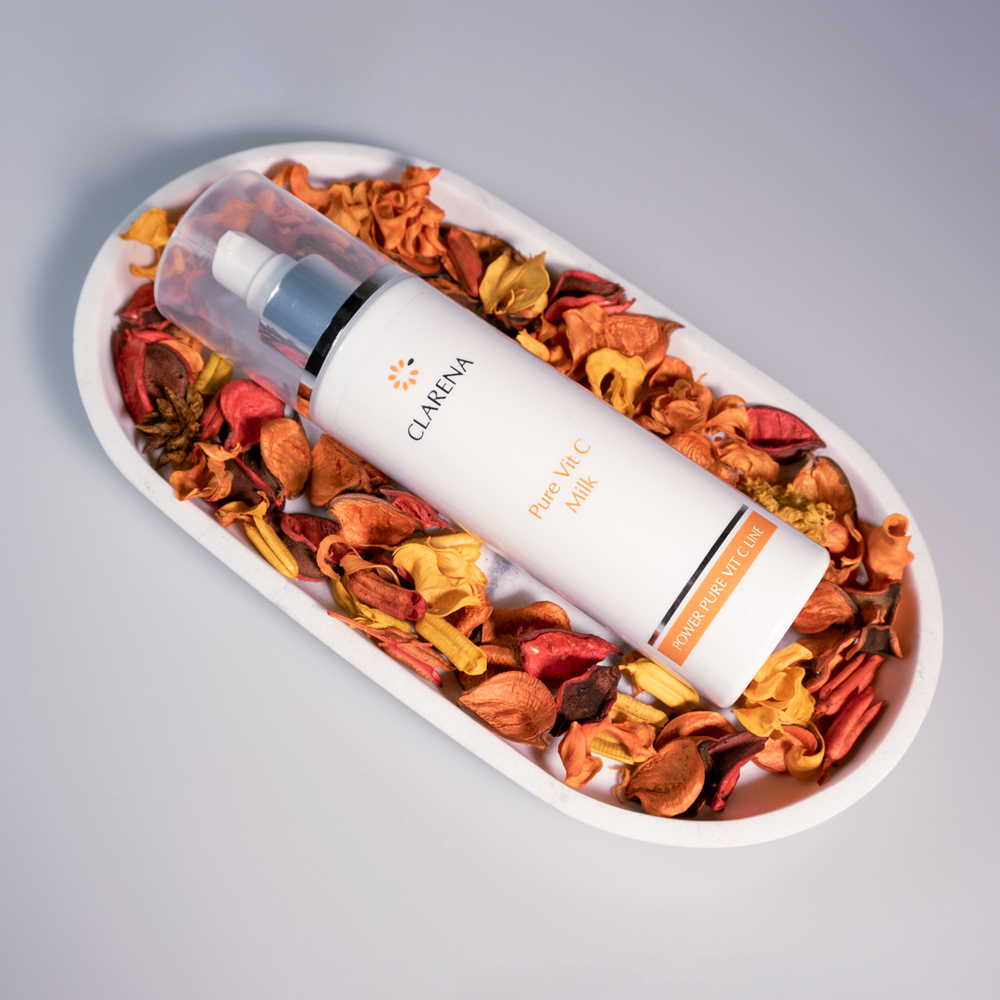 Clarena Power Pure Vit C Line - Rozjaśniające Mleczko Demakijażowe z Witaminą C dla Szarej Skóry z Przebarwieniami 200 ml