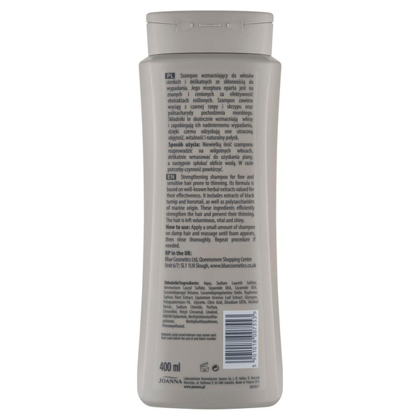 Joanna Black Radish Strengthening Shampoo for Thin and Delicate Hair Prone to Hair Loss 400ml