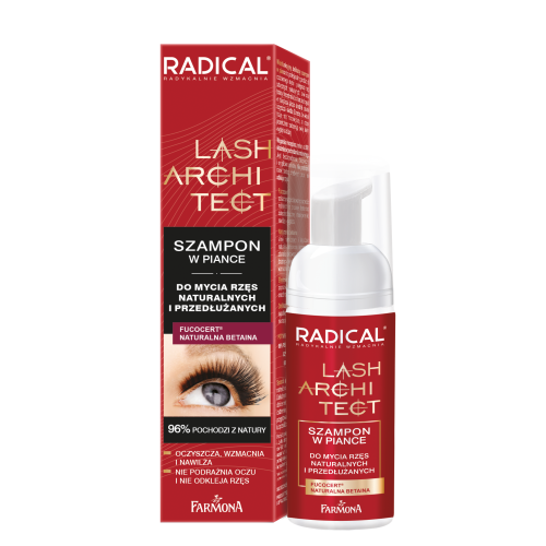 Radical Lash Architect Szampon w Piance do Mycia Rzęs Naturalnych i Przedłużanych 50ml Best Before 31.08.25