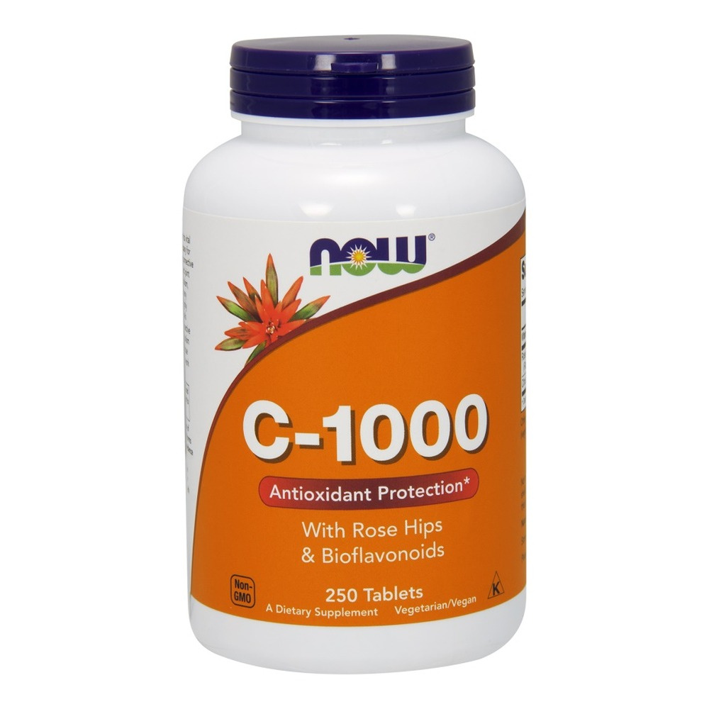 Now Foods Vitamin C-1000 Rosehip + Bioflavonoids Supports Immune and Nervous Systems 250 Tablets