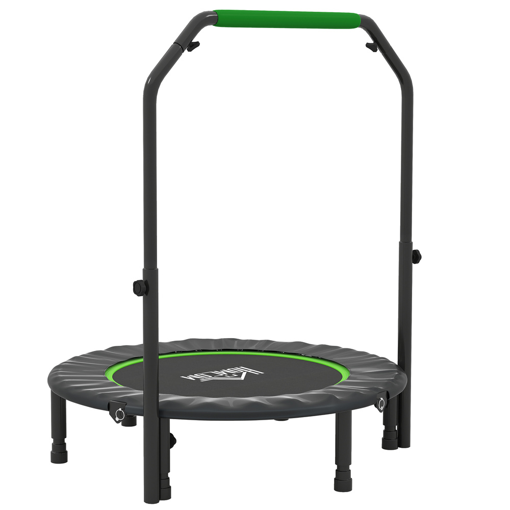 HOMCOM 40" Foldable Mini Fitness Trampoline, with Adjustable Foam Handle, Green