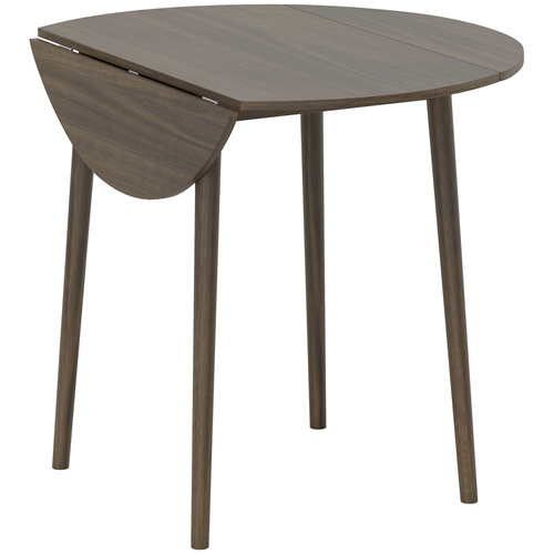HOMCOM Folding Dining Table for 4, Round Drop Leaf Table, Modern Space Saving Small Kitchen Table with Wood Legs for Dining Room, Grey