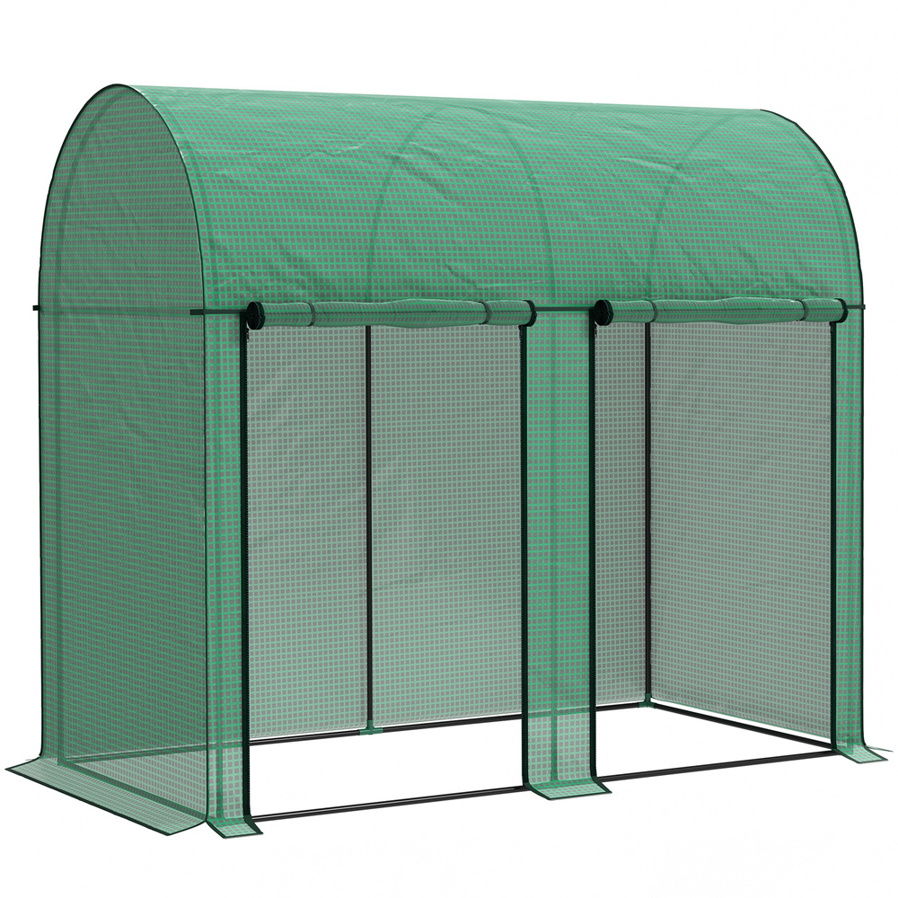 Outsunny 200 x 100cm Walk-In Greenhouse, with Zipped Doors - Green