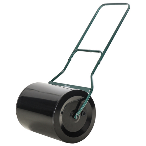Outsunny φ50cm Steel Garden Lawn Roller Push Pull w/ Fillable Cylinder Water Sand Plug Lawn Flatten Seed Sow Rolling Drum w/ Handle