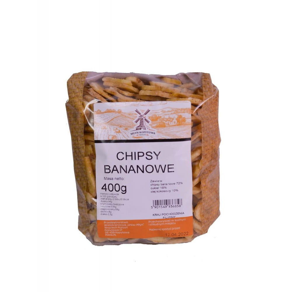 Młyn Kopytowa Banana Chips 400g Best Before 05.11.26