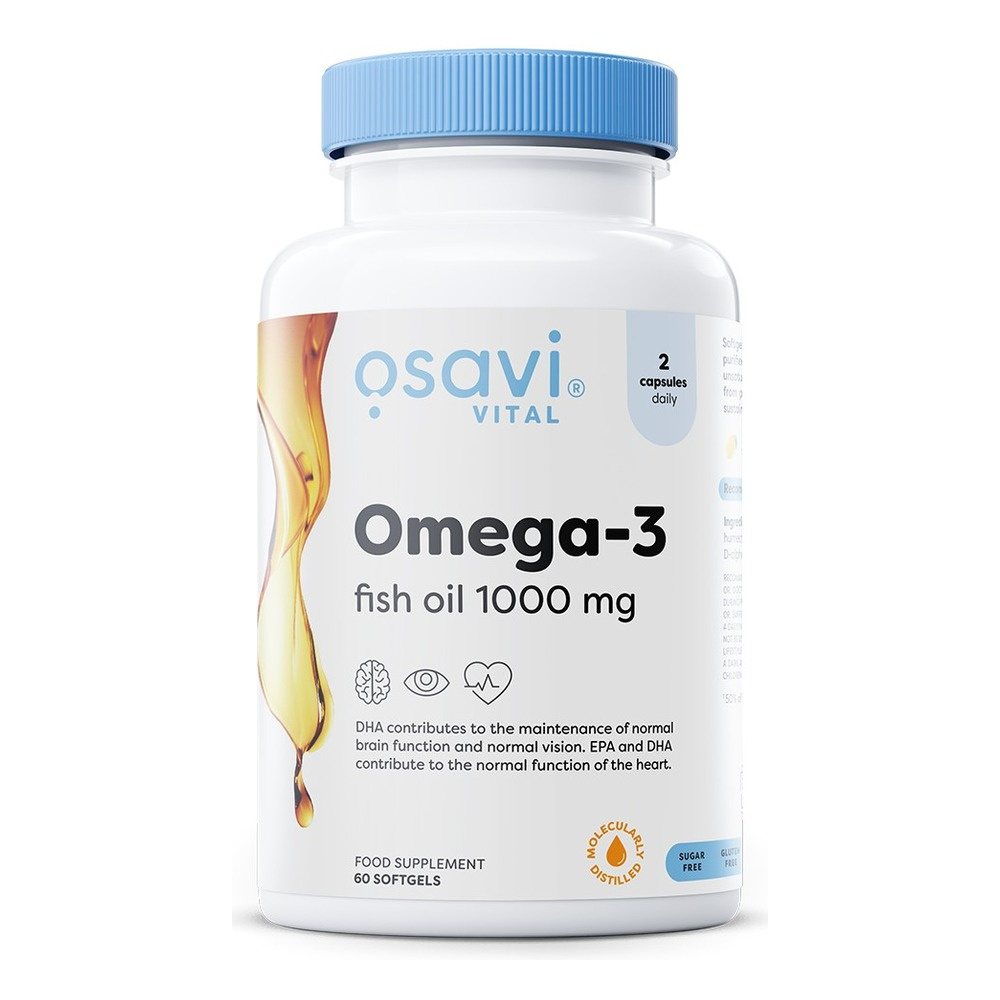 Osavi Omega-3 Fish Oil 1000mg Molecularly Distilled Lemon 60 Softgels