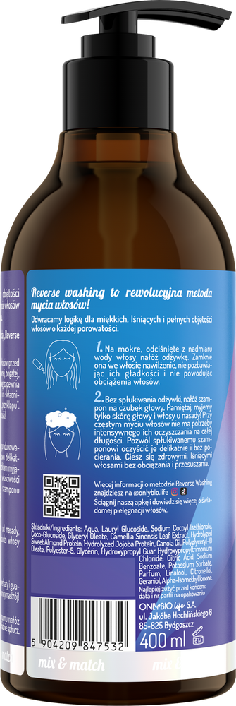 OnlyBio Szampon Objętościowy z Metodą Odwróconego Mycia - 400 ml