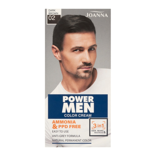 Joanna Power Men Color Cream 3w1 Farba do Włosów dla Mężczyzn Nr 02 Dark Brown 1 Sztuka