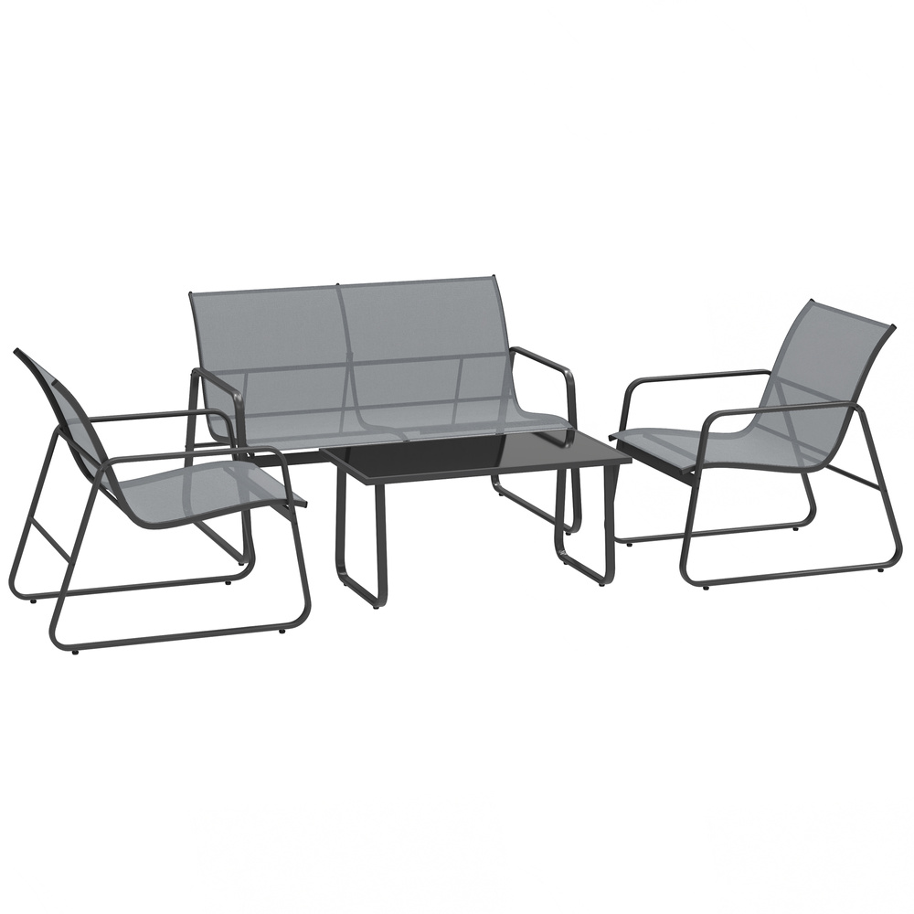 Outsunny Four-Piece Minimalistic Garden Sofa Set - Light Grey
