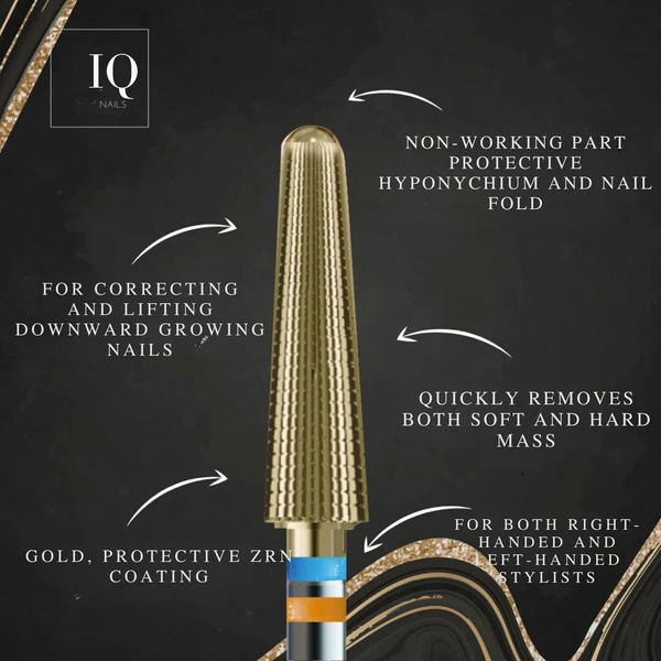 IQ Nails Magic ReFresh Tungsten Carbide Nail Drill Bit Cone Shape Standard Cross Cut 6mm ZRN Coating 221RLM HP.040 1 Piece