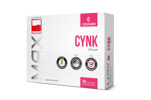Colfarm Cynk Max dla Prawidłowego Stanu Skóry Paznokci i Włosów 10mg 30 Tabletek