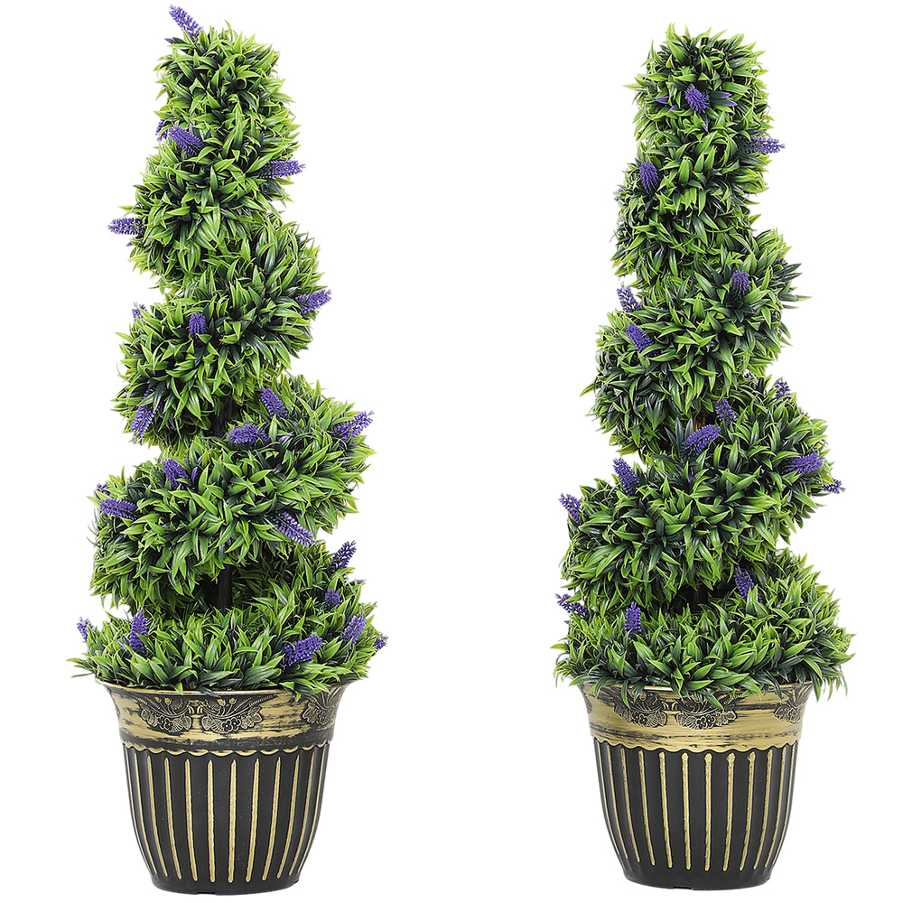 HOMCOM Set of Two 90cm Artificial Lavender Trees