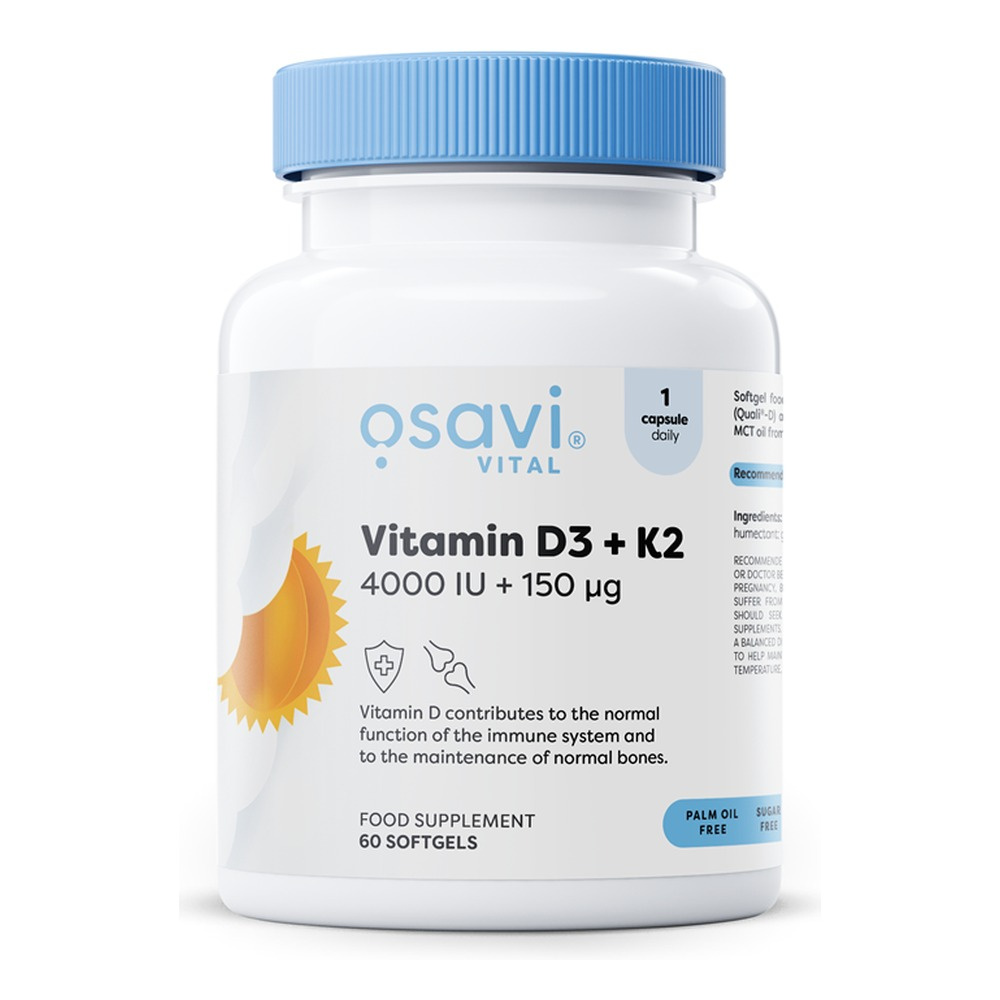 Osavi Vitamin D3 + K2 4000 IU + 150 mcg For Healthy Bones and Immunity 60 Softgels