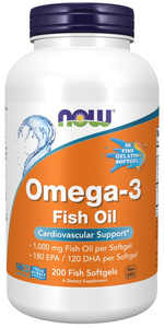 NOW Foods Omega-3 Czyste Destylowane Molekularnie Kwasy Tłuszczowe EPA i DHA 200 Kapsułek