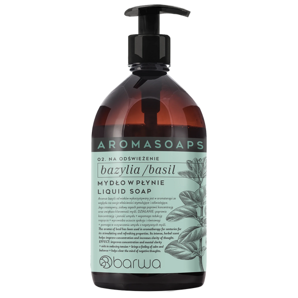 Barwa Aroma Soaps Na Odświeżenie Mydło w Płynie Bazylia do Codziennego Stosowania 500ml